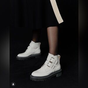 Proenza Schouler Cream Moto Boots Size 36.5